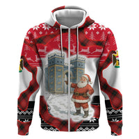 Iraq Christmas Zip Hoodie with Santa Ishtar Gate Red Plaid and Snowflake Reindeer Pattern - Wonder Print Shop