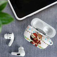 Iraq Christmas AirPods Case with Santa Carrying Gift Bag Flag Garland and Snowflake Plaid Pattern - Wonder Print Shop