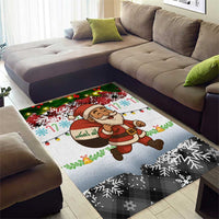 Iraq Christmas Area Rug with Santa Carrying Gift Bag Flag Garland and Snowflake Plaid Pattern - Wonder Print Shop