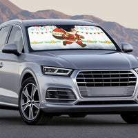 Iraq Christmas Auto Sun Shade with Santa Carrying Gift Bag Flag Garland and Snowflake Plaid Pattern - Wonder Print Shop