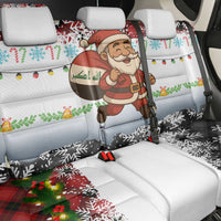 Iraq Christmas Back Car Seat Cover with Santa Carrying Gift Bag Flag Garland and Snowflake Plaid Pattern - Wonder Print Shop