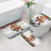 Iraq Christmas Bathroom Set with Santa Carrying Gift Bag Flag Garland and Snowflake Plaid Pattern - Wonder Print Shop