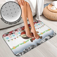 Iraq Christmas Bathroom Set with Santa Carrying Gift Bag Flag Garland and Snowflake Plaid Pattern - Wonder Print Shop