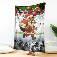 Iraq Christmas Blanket with Santa Carrying Gift Bag Flag Garland and Snowflake Plaid Pattern - Wonder Print Shop