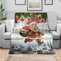 Iraq Christmas Blanket with Santa Carrying Gift Bag Flag Garland and Snowflake Plaid Pattern - Wonder Print Shop