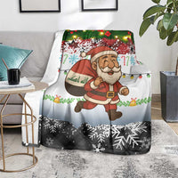 Iraq Christmas Blanket with Santa Carrying Gift Bag Flag Garland and Snowflake Plaid Pattern - Wonder Print Shop