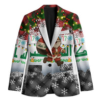 Iraq Christmas Blazer with Santa Carrying Gift Bag Flag Garland and Snowflake Plaid Pattern - Wonder Print Shop