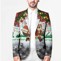 Iraq Christmas Blazer with Santa Carrying Gift Bag Flag Garland and Snowflake Plaid Pattern - Wonder Print Shop