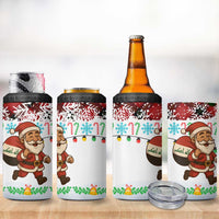 Iraq Christmas 4 in 1 Can Cooler Tumbler with Santa Carrying Gift Bag Flag Garland and Snowflake Plaid Pattern - Wonder Print Shop