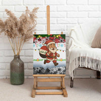 Iraq Christmas Canvas Wall Art with Santa Carrying Gift Bag Flag Garland and Snowflake Plaid Pattern - Wonder Print Shop