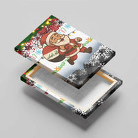 Iraq Christmas Canvas Wall Art with Santa Carrying Gift Bag Flag Garland and Snowflake Plaid Pattern - Wonder Print Shop