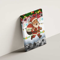 Iraq Christmas Canvas Wall Art with Santa Carrying Gift Bag Flag Garland and Snowflake Plaid Pattern - Wonder Print Shop