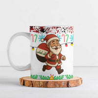 Iraq Christmas Ceramic Mug with Santa Carrying Gift Bag Flag Garland and Snowflake Plaid Pattern - Wonder Print Shop