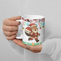 Iraq Christmas Ceramic Mug with Santa Carrying Gift Bag Flag Garland and Snowflake Plaid Pattern - Wonder Print Shop