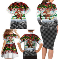 Iraq Christmas Family Matching Long Sleeve Bodycon Dress and Hawaiian Shirt with Santa Carrying Gift Bag Flag Garland and Snowflake Plaid Pattern - Wonder Print Shop