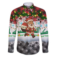 Iraq Christmas Family Matching Summer Maxi Dress and Hawaiian Shirt with Santa Carrying Gift Bag Flag Garland and Snowflake Plaid Pattern - Wonder Print Shop