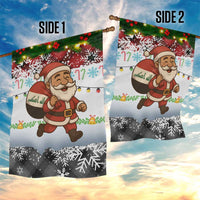 Iraq Christmas Garden Flag with Santa Carrying Gift Bag Flag Garland and Snowflake Plaid Pattern - Wonder Print Shop
