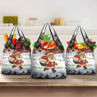 Iraq Christmas Grocery Bag with Santa Carrying Gift Bag Flag Garland and Snowflake Plaid Pattern - Wonder Print Shop