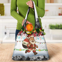 Iraq Christmas Grocery Bag with Santa Carrying Gift Bag Flag Garland and Snowflake Plaid Pattern - Wonder Print Shop