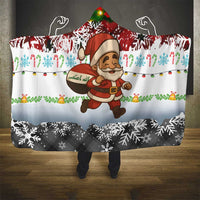 Iraq Christmas Hooded Blanket with Santa Carrying Gift Bag Flag Garland and Snowflake Plaid Pattern - Wonder Print Shop