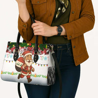 Iraq Christmas Leather Bag with Santa Carrying Gift Bag Flag Garland and Snowflake Plaid Pattern - Wonder Print Shop