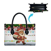 Iraq Christmas Leather Bag with Santa Carrying Gift Bag Flag Garland and Snowflake Plaid Pattern - Wonder Print Shop