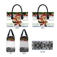 Iraq Christmas Leather Bag with Santa Carrying Gift Bag Flag Garland and Snowflake Plaid Pattern - Wonder Print Shop