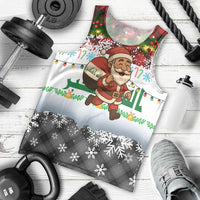 Iraq Christmas Men Tank Top with Santa Carrying Gift Bag Flag Garland and Snowflake Plaid Pattern - Wonder Print Shop
