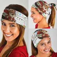 Iraq Christmas Neck Gaiter with Santa Carrying Gift Bag Flag Garland and Snowflake Plaid Pattern - Wonder Print Shop