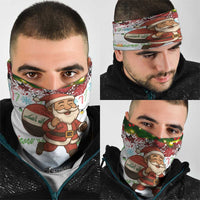 Iraq Christmas Neck Gaiter with Santa Carrying Gift Bag Flag Garland and Snowflake Plaid Pattern - Wonder Print Shop