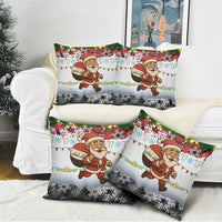 Iraq Christmas Pillow Cover with Santa Carrying Gift Bag Flag Garland and Snowflake Plaid Pattern - Wonder Print Shop