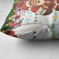 Iraq Christmas Pillow Cover with Santa Carrying Gift Bag Flag Garland and Snowflake Plaid Pattern - Wonder Print Shop