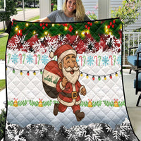 Iraq Christmas Quilt with Santa Carrying Gift Bag Flag Garland and Snowflake Plaid Pattern - Wonder Print Shop