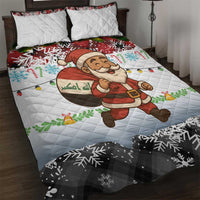 Iraq Christmas Quilt Bed Set with Santa Carrying Gift Bag Flag Garland and Snowflake Plaid Pattern - Wonder Print Shop