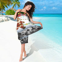 Iraq Christmas Sarong with Santa Carrying Gift Bag Flag Garland and Snowflake Plaid Pattern - Wonder Print Shop