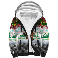 Iraq Christmas Sherpa Hoodie with Santa Carrying Gift Bag Flag Garland and Snowflake Plaid Pattern - Wonder Print Shop