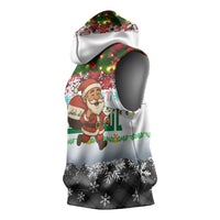 Iraq Christmas Sleeveless Hoodie with Santa Carrying Gift Bag Flag Garland and Snowflake Plaid Pattern - Wonder Print Shop