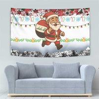 Iraq Christmas Tapestry with Santa Carrying Gift Bag Flag Garland and Snowflake Plaid Pattern - Wonder Print Shop