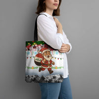 Iraq Christmas Tote Bag with Santa Carrying Gift Bag Flag Garland and Snowflake Plaid Pattern - Wonder Print Shop