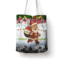 Iraq Christmas Tote Bag with Santa Carrying Gift Bag Flag Garland and Snowflake Plaid Pattern - Wonder Print Shop