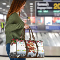 Iraq Christmas Travel Bag with Santa Carrying Gift Bag Flag Garland and Snowflake Plaid Pattern - Wonder Print Shop