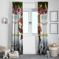 Iraq Christmas Window Curtain with Santa Carrying Gift Bag Flag Garland and Snowflake Plaid Pattern - Wonder Print Shop