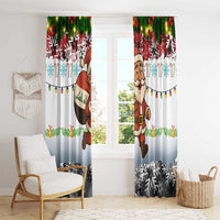 Iraq Christmas Window Curtain with Santa Carrying Gift Bag Flag Garland and Snowflake Plaid Pattern - Wonder Print Shop