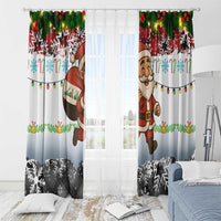 Iraq Christmas Window Curtain with Santa Carrying Gift Bag Flag Garland and Snowflake Plaid Pattern - Wonder Print Shop