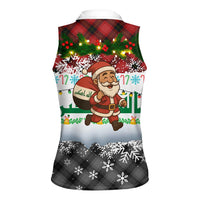 Iraq Christmas Women Sleeveless Polo Shirt with Santa Carrying Gift Bag Flag Garland and Snowflake Plaid Pattern - Wonder Print Shop