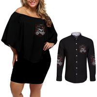 My 'give A F' Is Broken Couples Matching Off Shoulder Short Dress and Long Sleeve Button Shirt - Wonder Print Shop