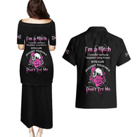 I'm A B Don't Try Me Rose Skull Couples Matching Puletasi Dress and Hawaiian Shirt - Wonder Print Shop