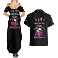 I'm A B Don't Try Me Rose Skull Couples Matching Summer Maxi Dress and Hawaiian Shirt - Wonder Print Shop