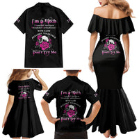 I'm A B Don't Try Me Rose Skull Family Matching Mermaid Dress and Hawaiian Shirt - Wonder Print Shop