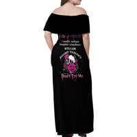 I'm A B Don't Try Me Rose Skull Family Matching Off Shoulder Maxi Dress and Hawaiian Shirt - Wonder Print Shop